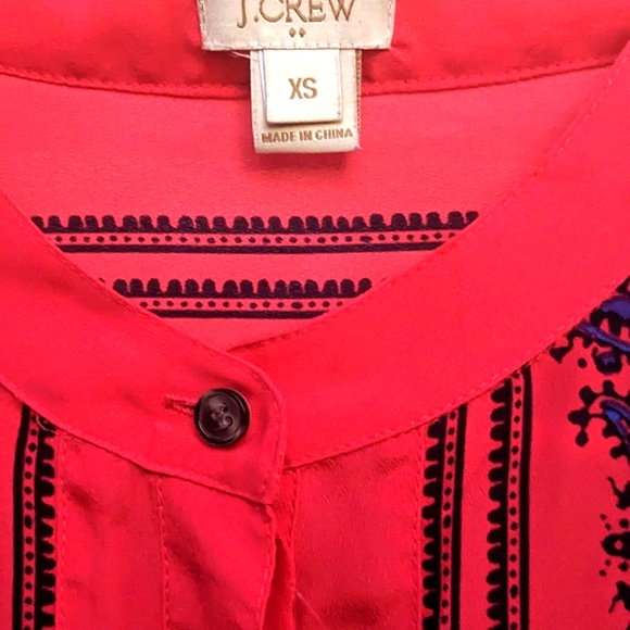J.Crew dark‎ pink red paisley print popover tunic top - Picture 6 of 8